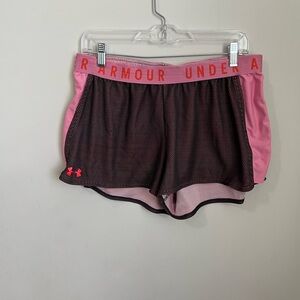 Under Armour Women's Pink and Black Athletic Shorts